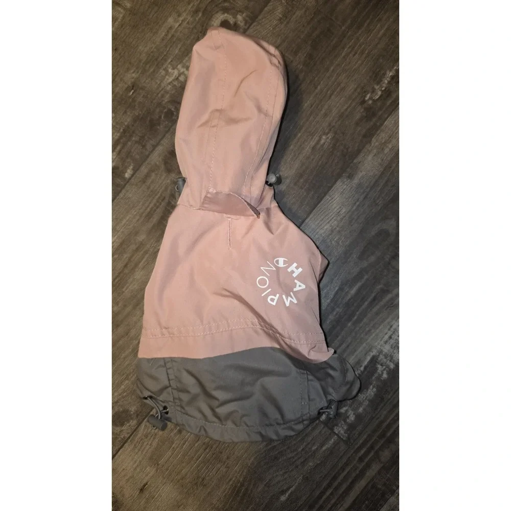 Champion Pink and Gray Water Resistant Raincoat Pet stadium Jacket Dog's Size XS